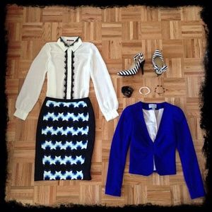 White Shirt with Black Lace Detail